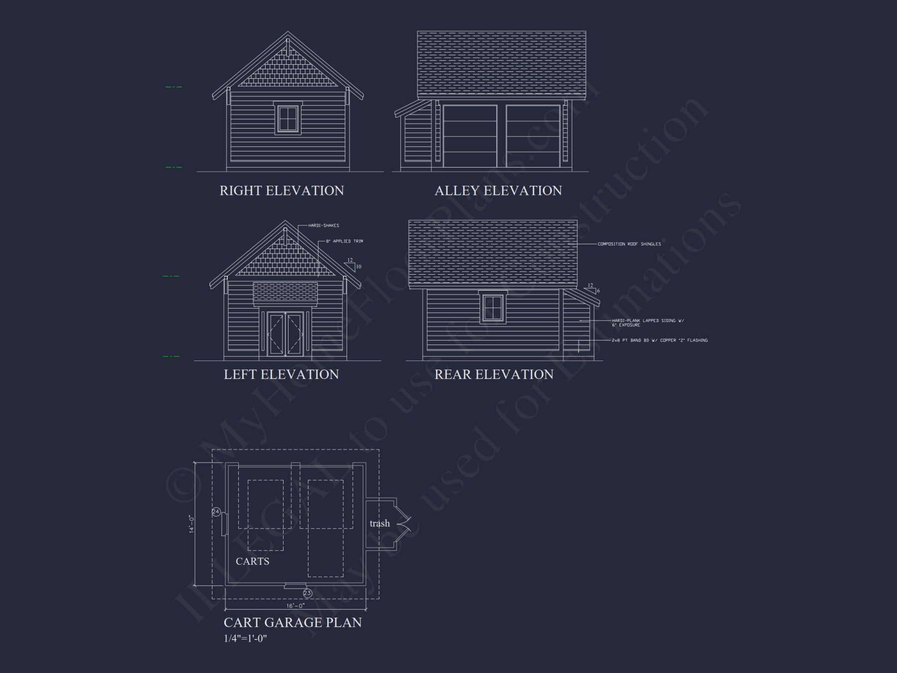 Compact Golf Cart Garage Plan with Simple Designs and CAD Layout