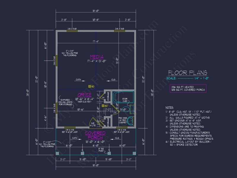 Compact house Floor Plan with Detailed CAD Architecture Design