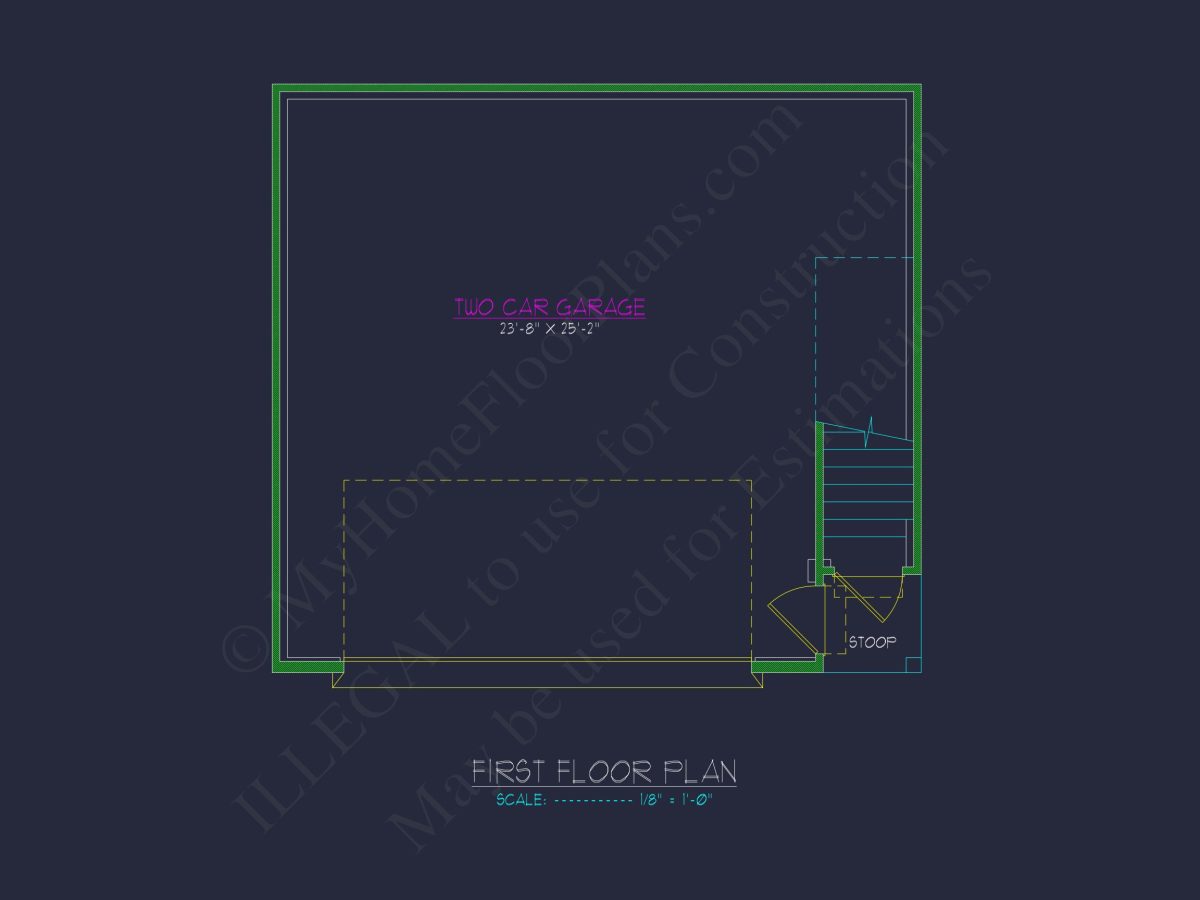 Compact house Plan: 2-Level Garage with Living Space Design