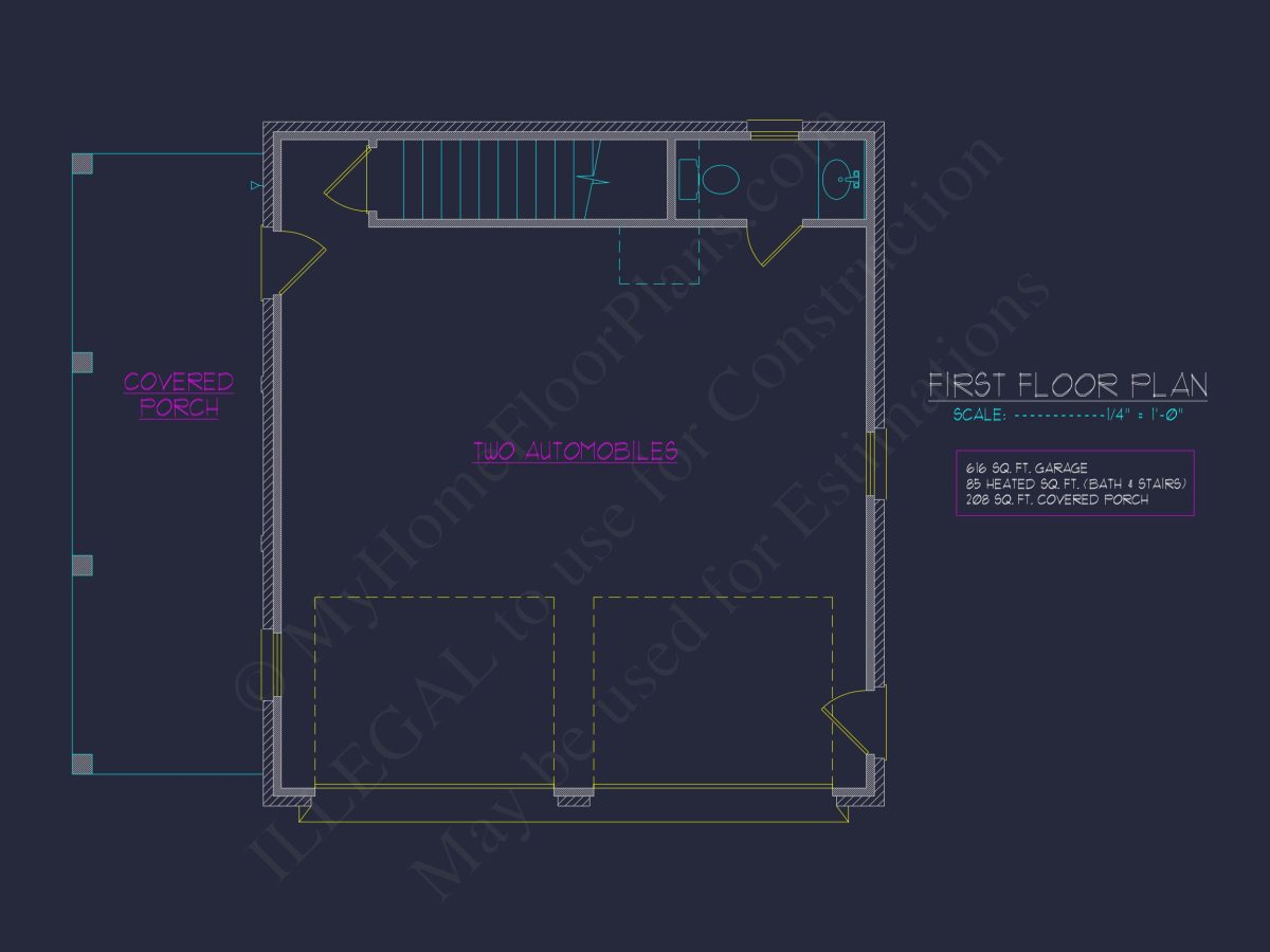 Compact house Plan with Garage, CAD Designs, and Recreation