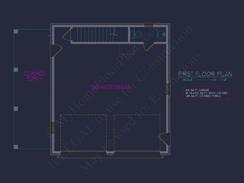 Compact house Plan with Garage, CAD Designs, and Recreation