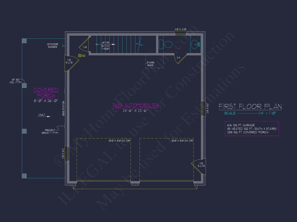 Compact house Plan with Garage, CAD Designs, and Recreation