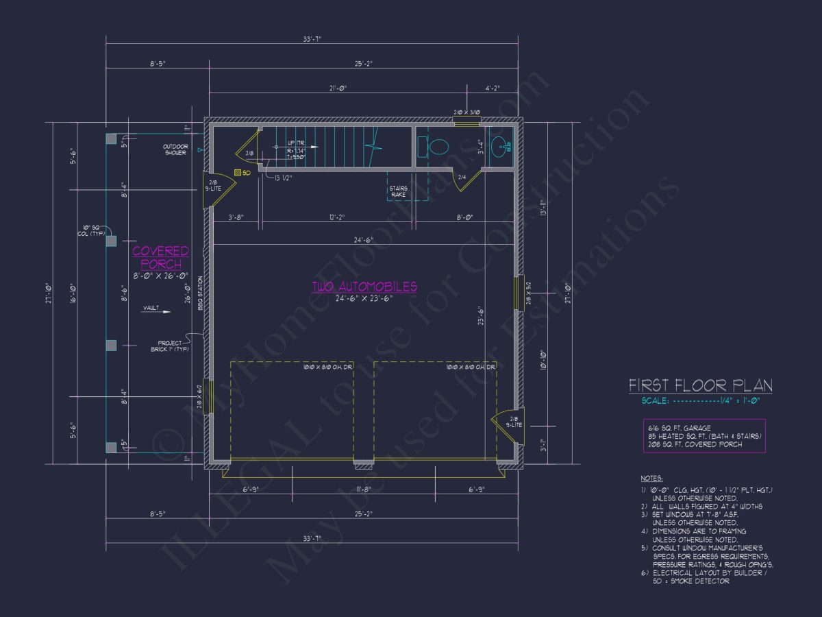 Compact house Plan with Garage, CAD Designs, and Recreation