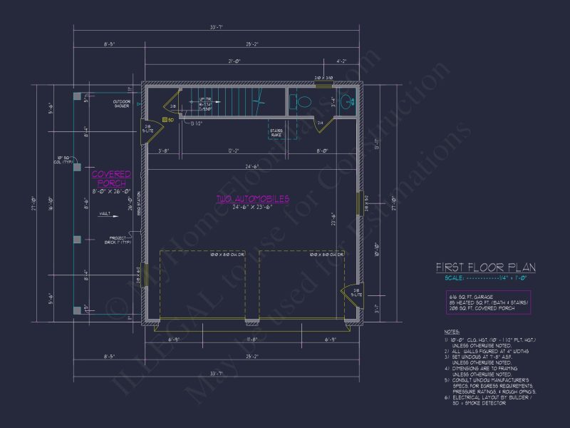 Compact house Plan with Garage, CAD Designs, and Recreation