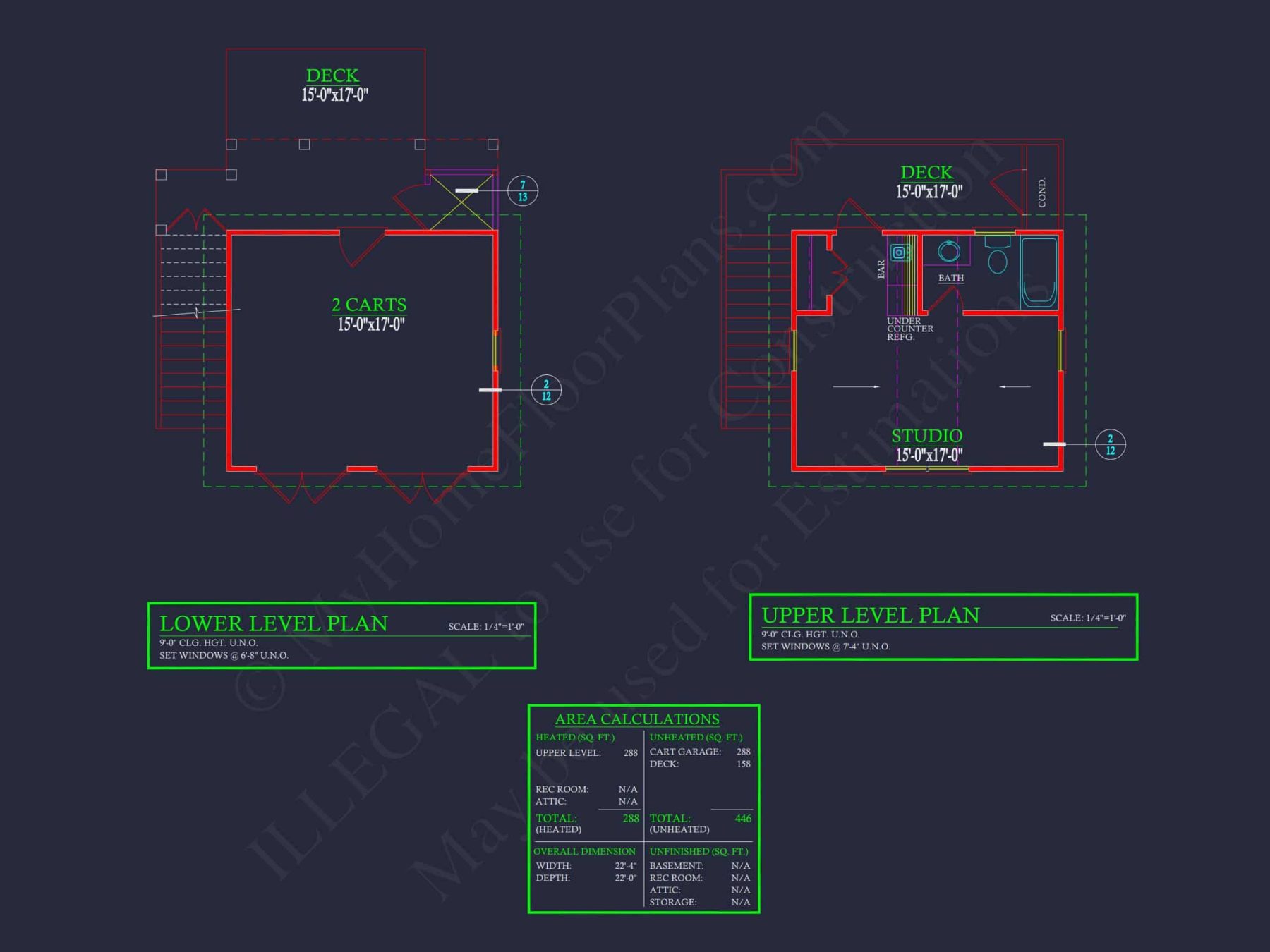 Compact house Plan with Studio & Cart Garage - CAD Designs