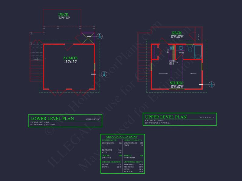 Compact house Plan with Studio & Cart Garage - CAD Designs