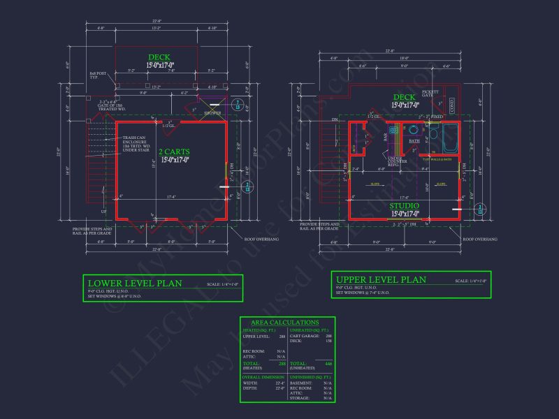 Compact house Plan with Studio & Cart Garage - CAD Designs