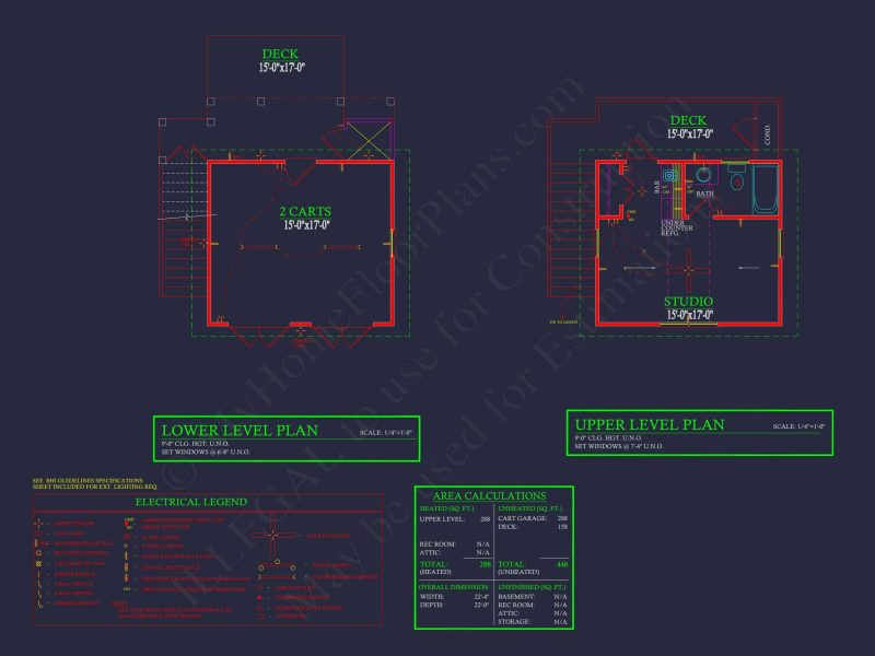 Compact house Plan with Studio & Cart Garage - CAD Designs