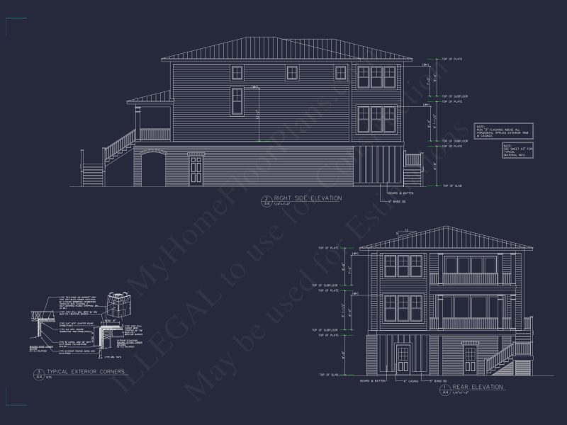 Contemporary Beach house Plan with 3 Bedrooms and CAD Blueprints
