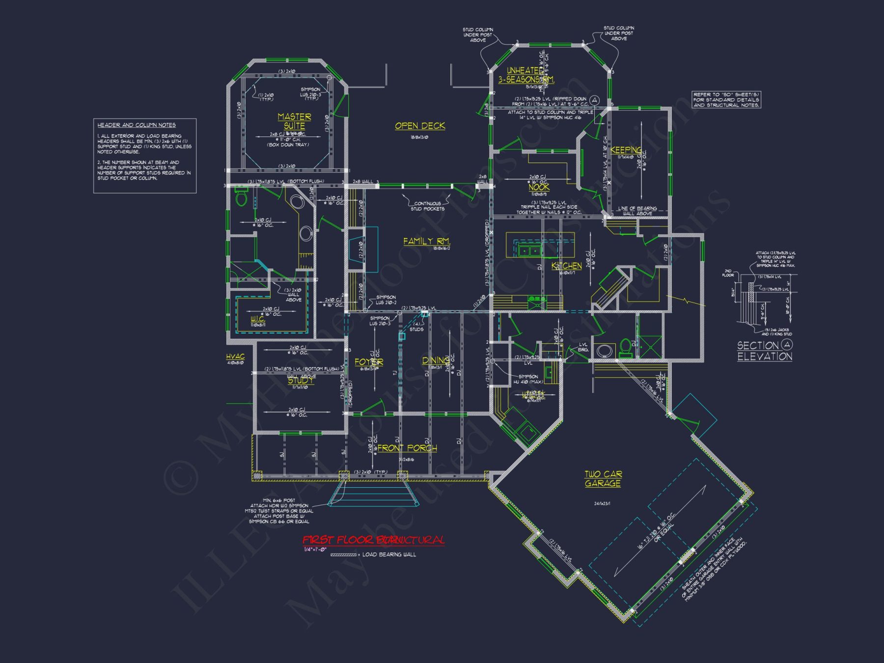 Country house: 3-Bed, 2-Bath, 2-Story Floor Plan