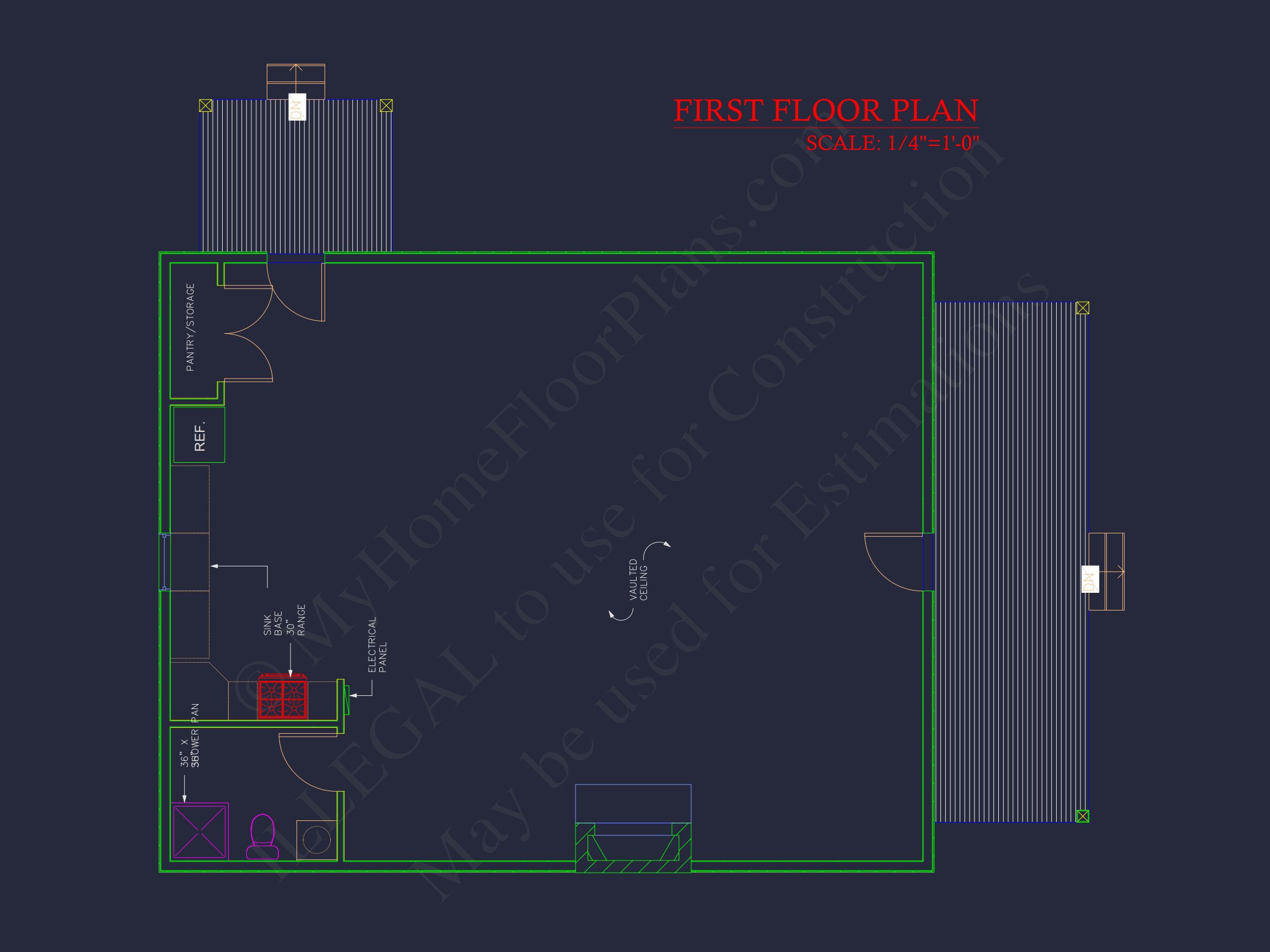 Cozy Cabin house Floor Plan with CAD Designs & Blueprint
