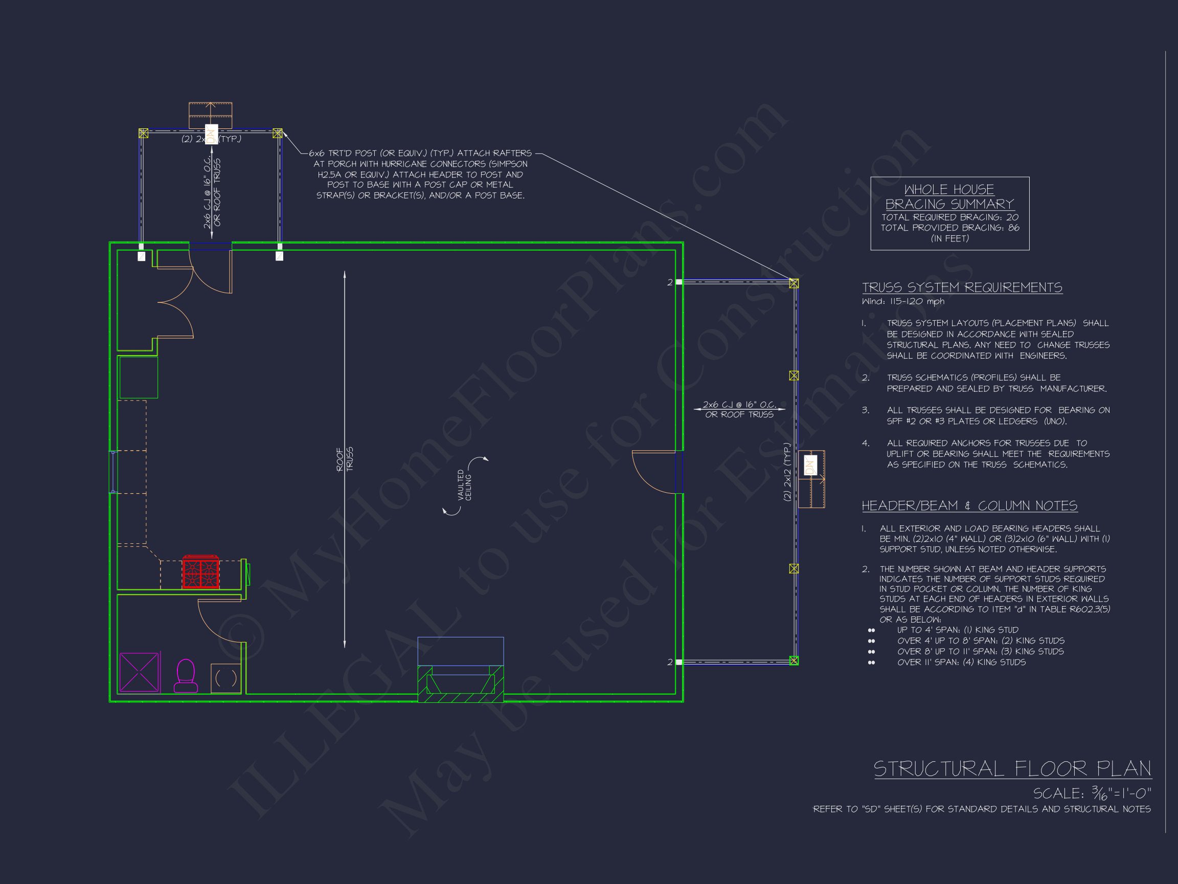 Cozy Cabin house Floor Plan with CAD Designs & Blueprint