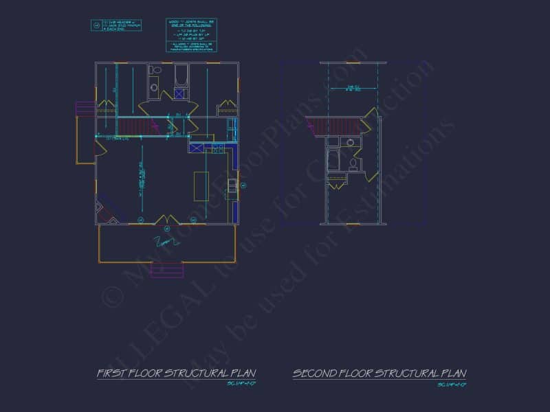 Cozy Cabin house Plan - 1020 Sq. Ft. Floor Plan with CAD & Blueprint Designs