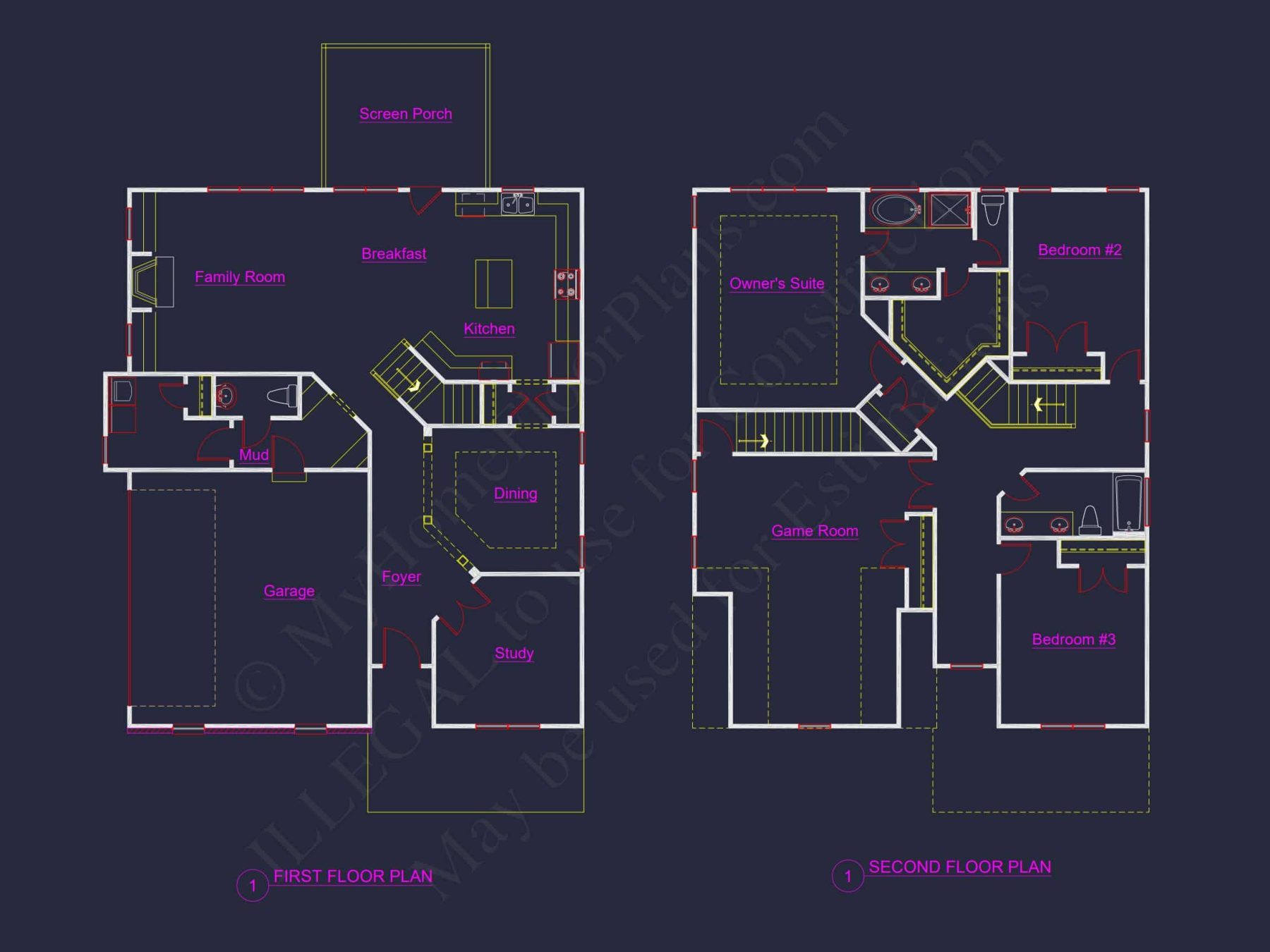 Craft your dream house plan with this CAD-designed architectural blueprint!