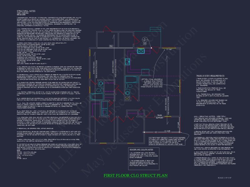 Craftsman Bungalow Small house CAD Blueprint Floor Plan