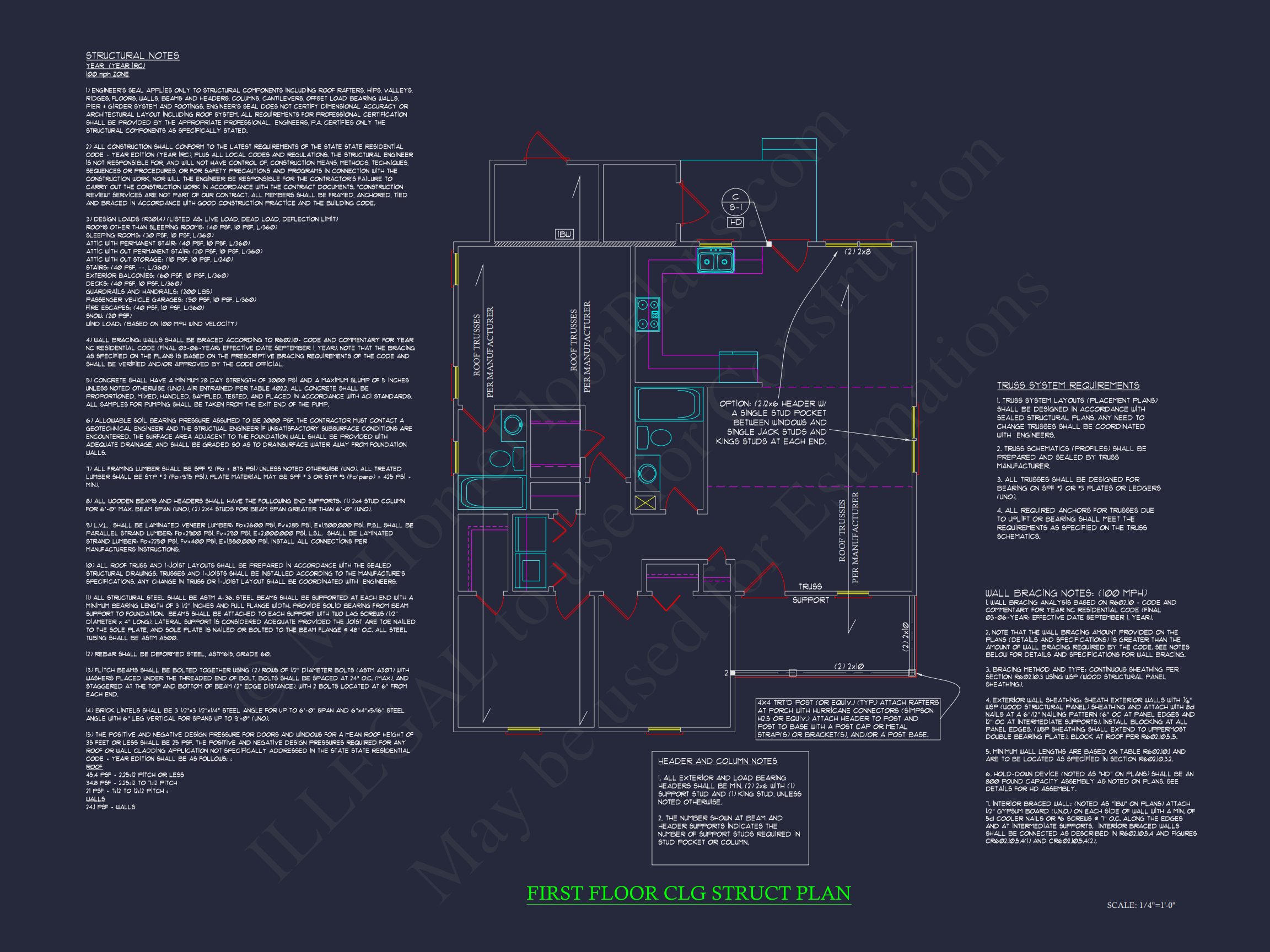 Craftsman Bungalow Small house CAD Blueprint Floor Plan