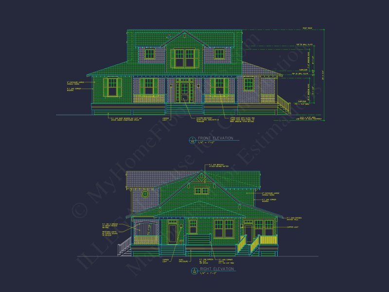 Craftsman Cart Garage Plan with Detailed CAD Architecture
