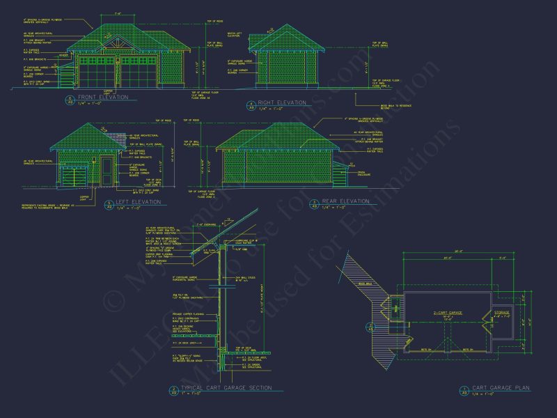 Craftsman Cart Garage Plan with Detailed CAD Architecture