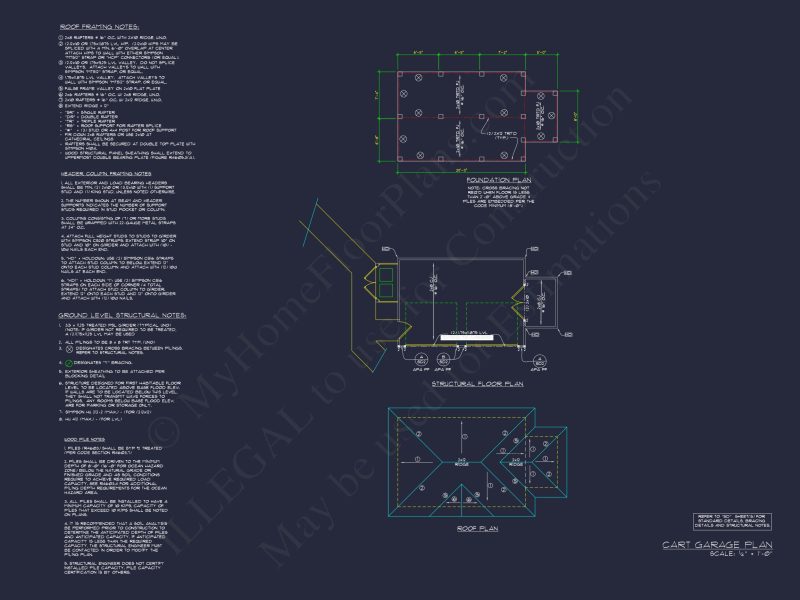 Craftsman Cart Garage Plan with Detailed CAD Architecture