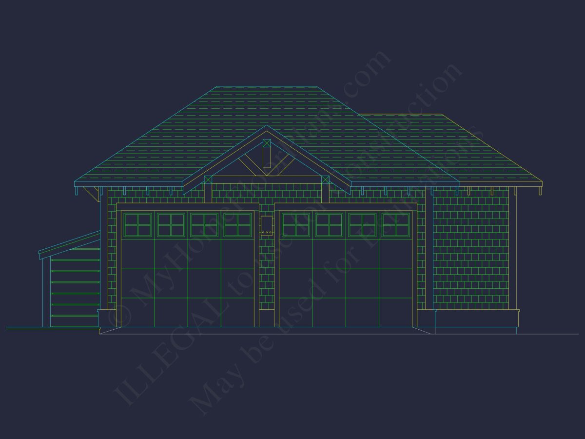 Craftsman Cart Garage Plan with Detailed CAD Architecture
