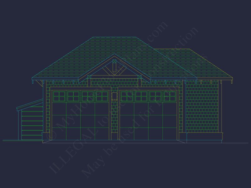 Craftsman Cart Garage Plan with Detailed CAD Architecture