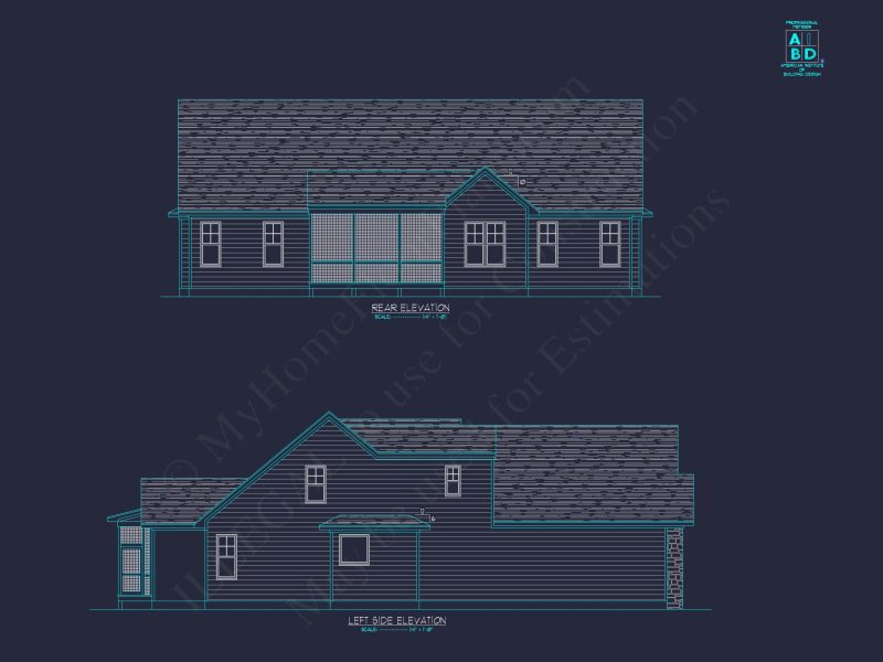 Craftsman Floor Plan with Bonus Room, CAD Blueprint & Designs