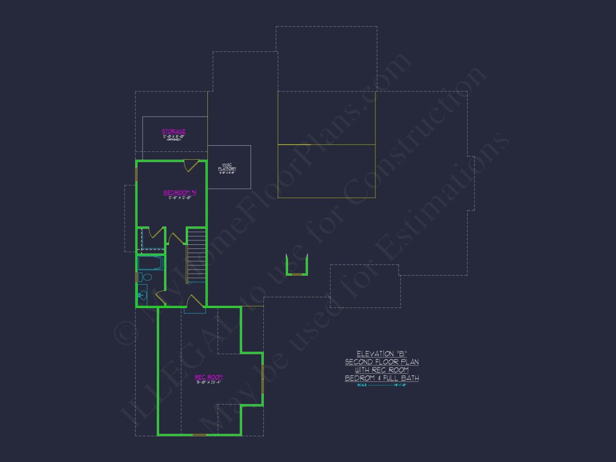 Craftsman Floor Plan with Bonus Room, CAD Blueprint & Designs