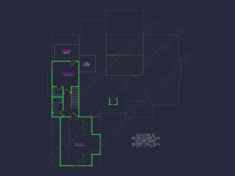 Craftsman Floor Plan with Bonus Room, CAD Blueprint & Designs