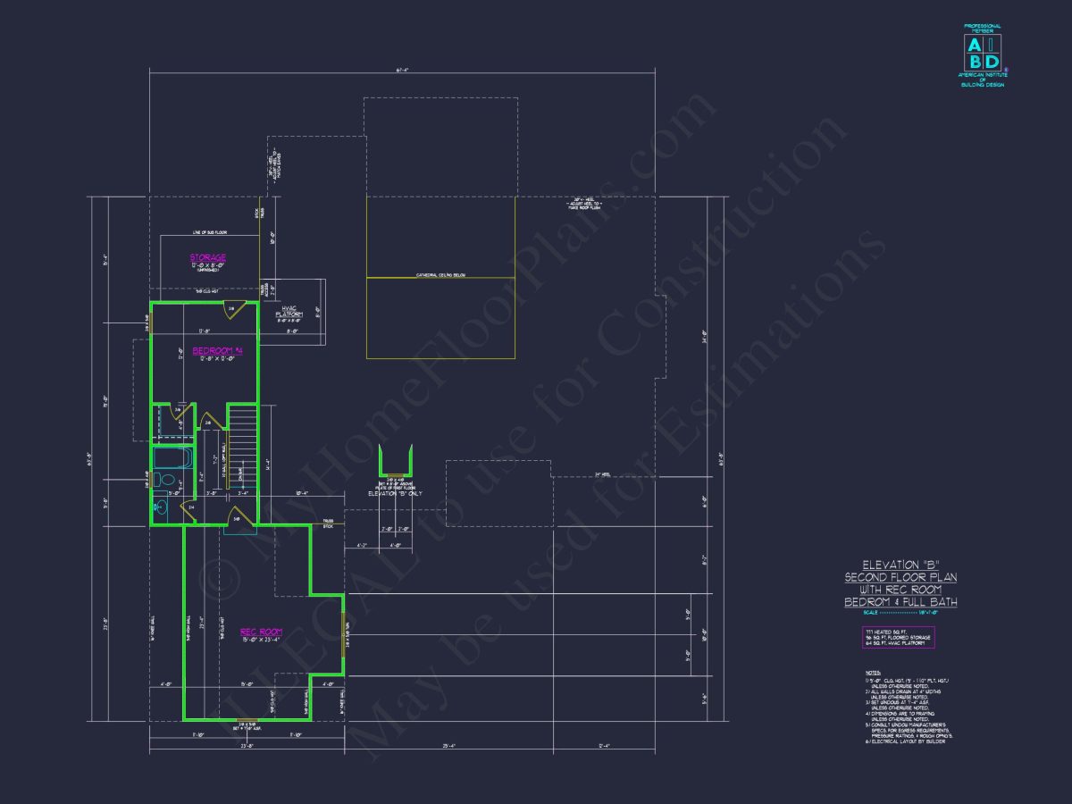 Craftsman Floor Plan with Bonus Room, CAD Blueprint & Designs