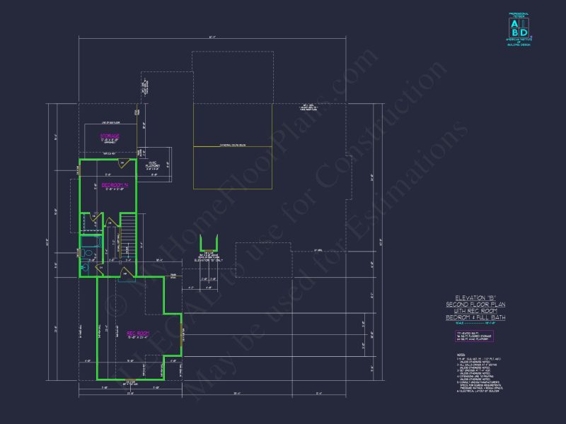 Craftsman Floor Plan with Bonus Room, CAD Blueprint & Designs