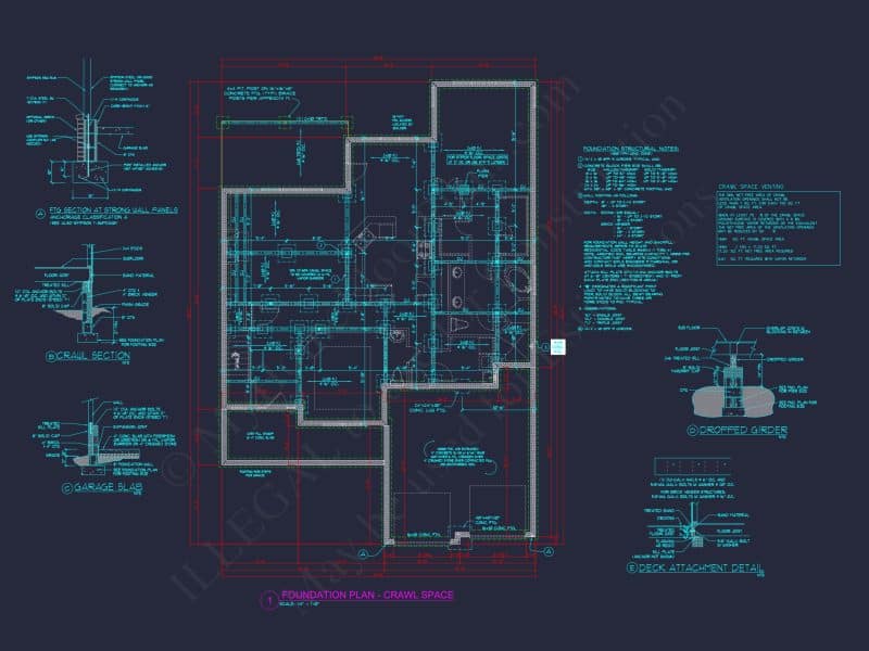 Craftsman house Blueprint with Open Floor Plan & Garage