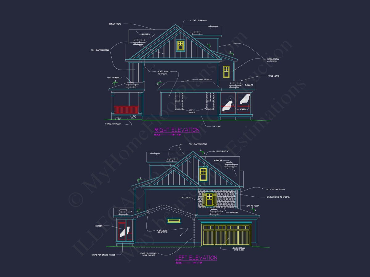 Craftsman house Design with 2-Story Floor Plan and CAD Details