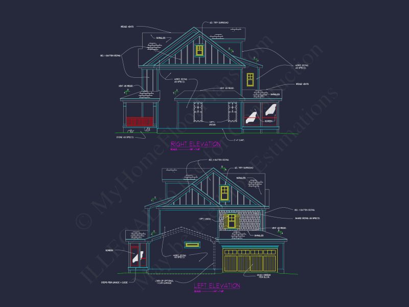 Craftsman house Design with 2-Story Floor Plan and CAD Details