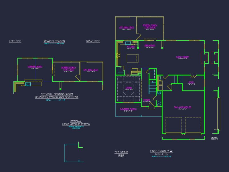 Craftsman house Design with 2-Story Plan and CAD Blueprints