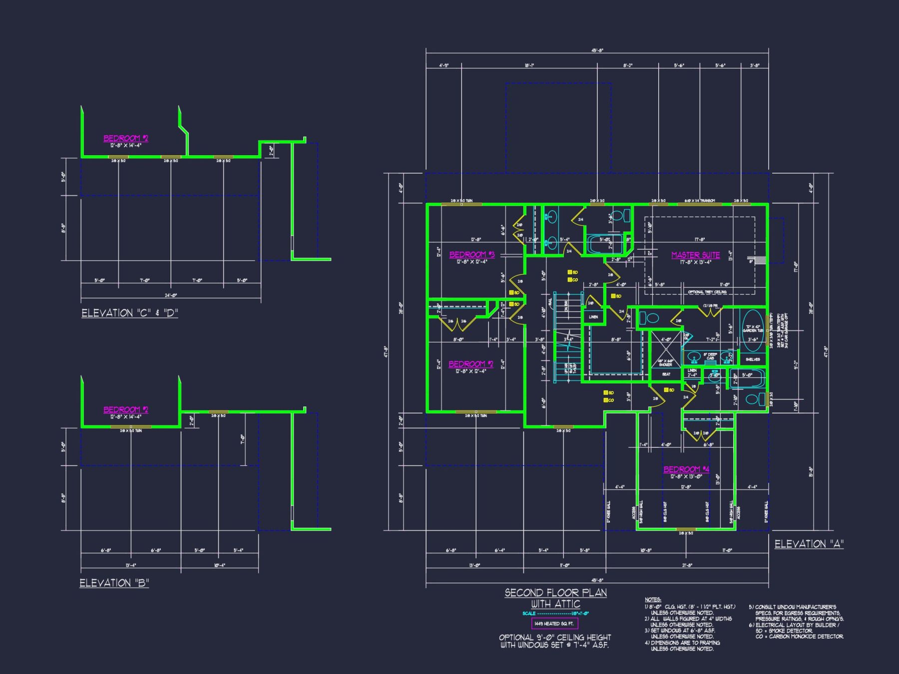 Craftsman house Design with 2-Story Plan and CAD Blueprints
