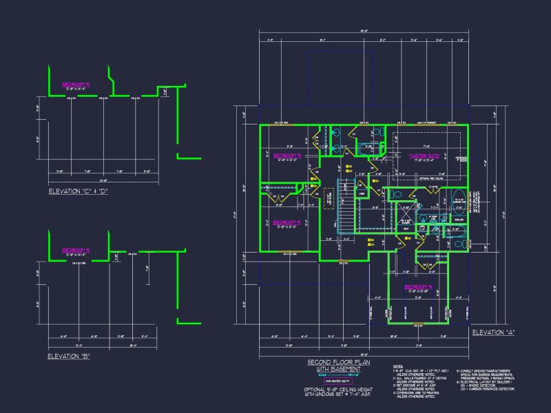 Craftsman house Design with 2-Story Plan and CAD Blueprints