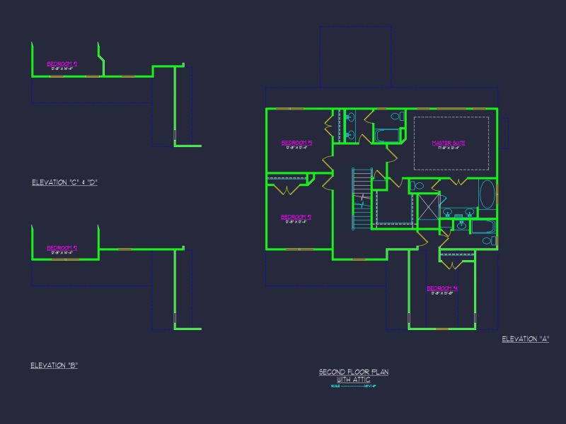 Craftsman house Design with 2-Story Plan and CAD Blueprints