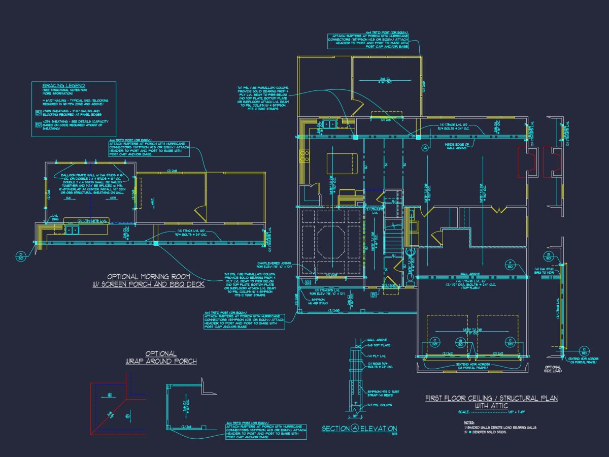 Craftsman house Design with 2-Story Plan and CAD Blueprints