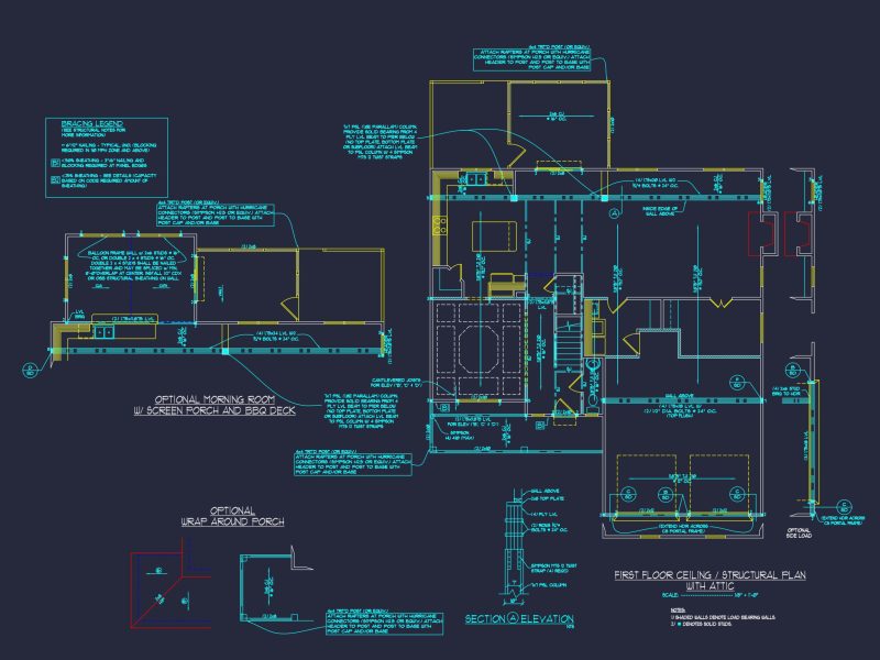 Craftsman house Design with 2-Story Plan and CAD Blueprints