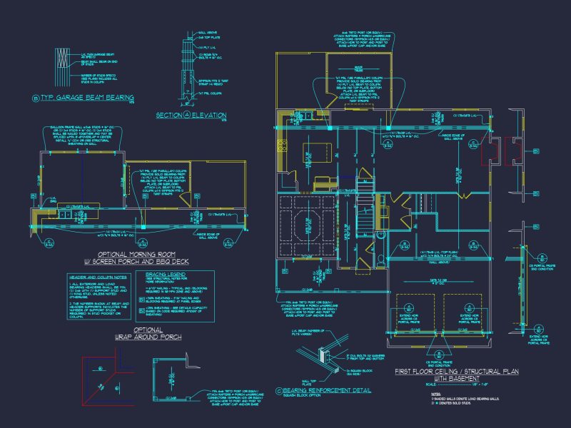 Craftsman house Design with 2-Story Plan and CAD Blueprints