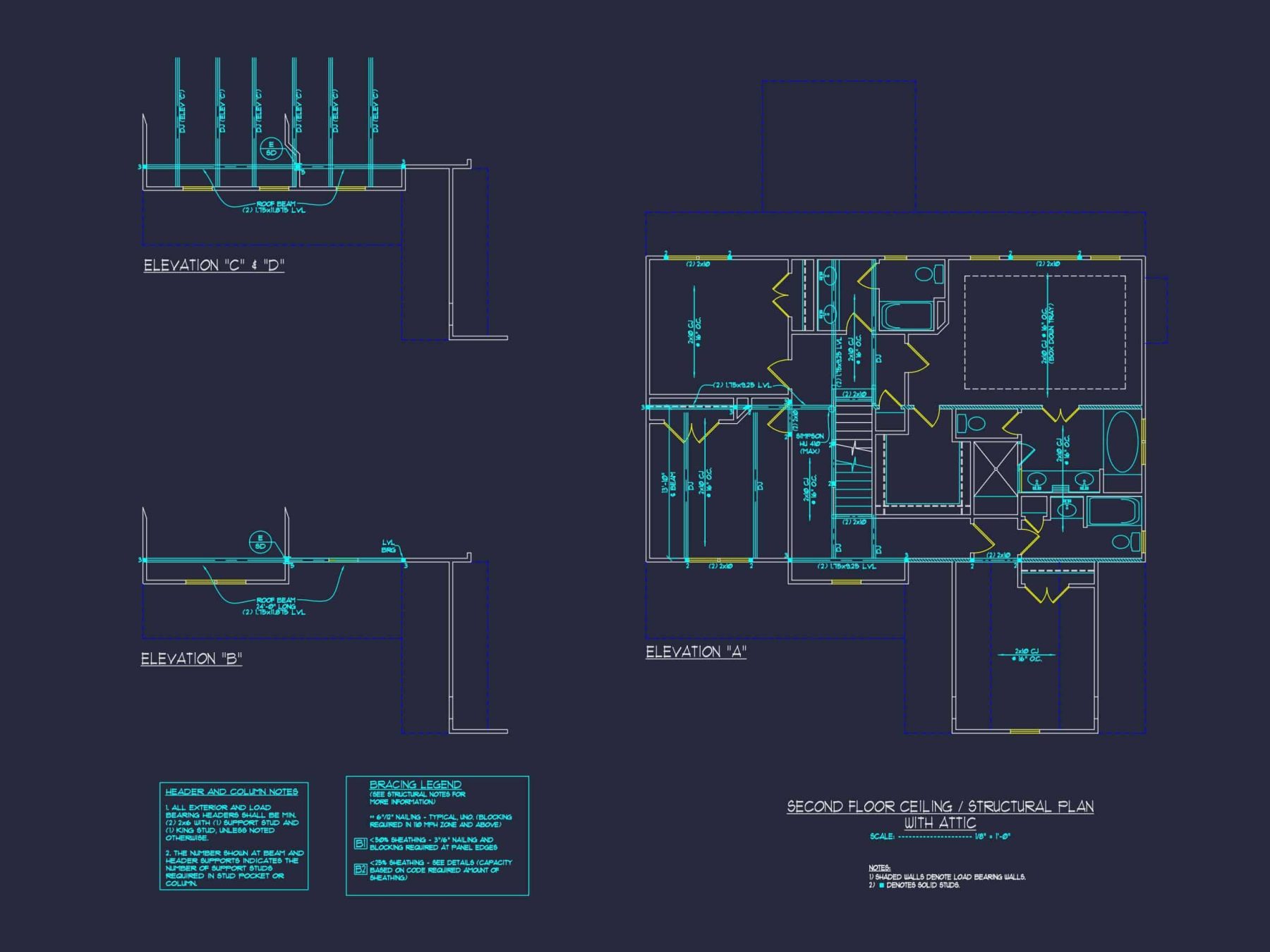 Craftsman house Design with 2-Story Plan and CAD Blueprints