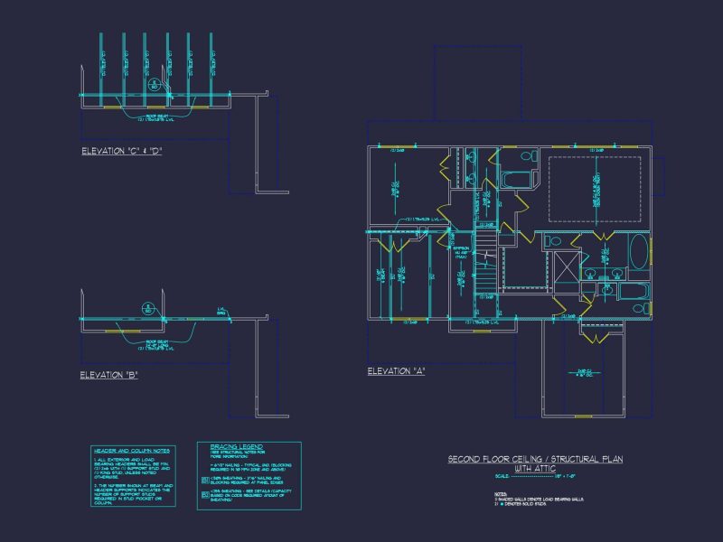 Craftsman house Design with 2-Story Plan and CAD Blueprints