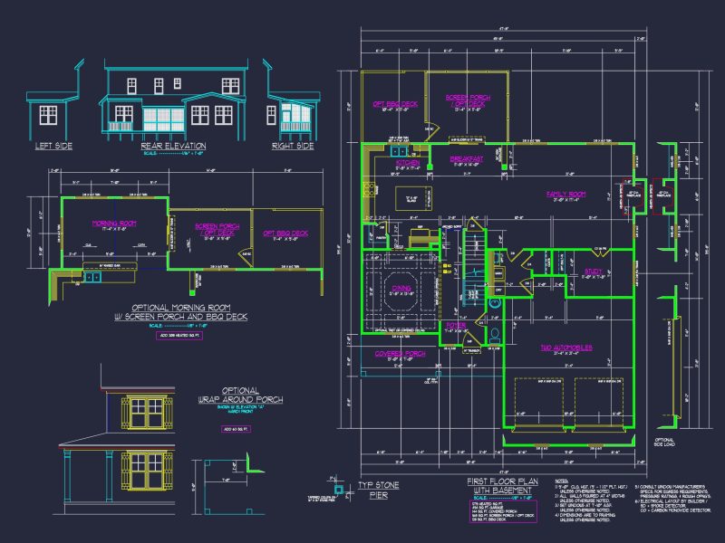 Craftsman house Design with 2-Story Plan and CAD Blueprints