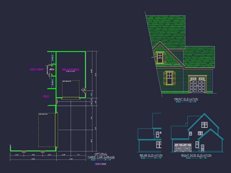 Craftsman house Design with 2-Story Plan and CAD Blueprints
