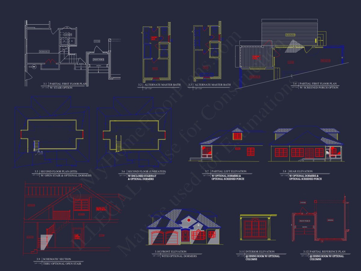 Craftsman house Floor Plan: 1, 943 Sq Ft with CAD Designs