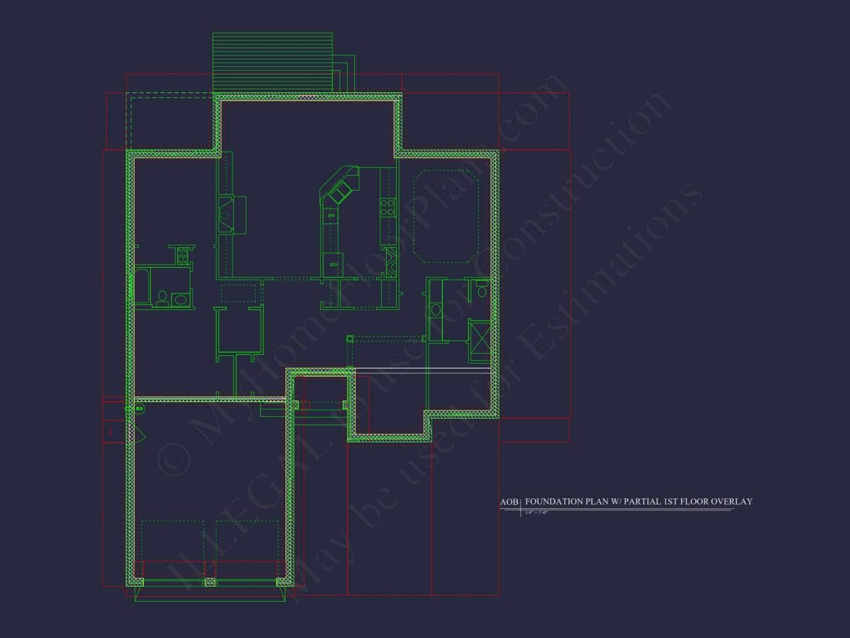 Craftsman house Floor Plan: 1, 943 Sq Ft with CAD Designs