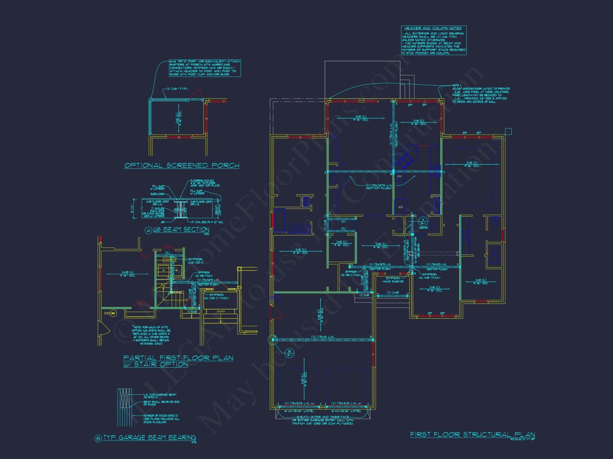 Craftsman house Floor Plan: 1, 943 Sq Ft with CAD Designs