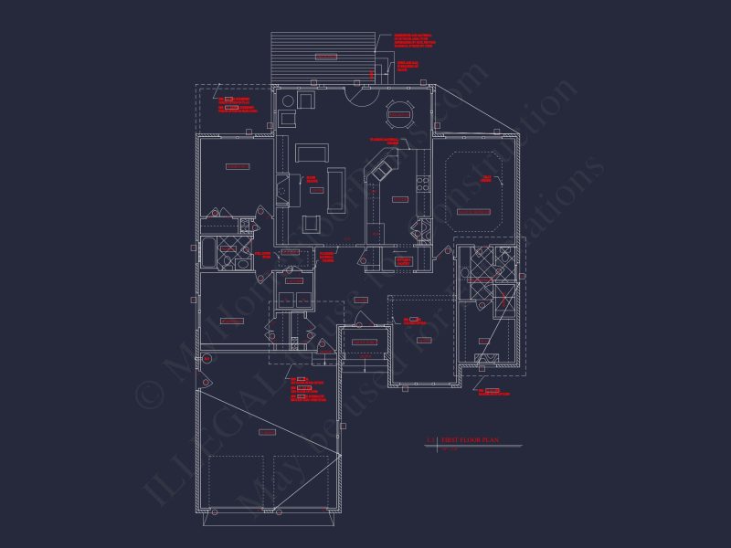 Craftsman house Floor Plan: 1, 943 Sq Ft with CAD Designs