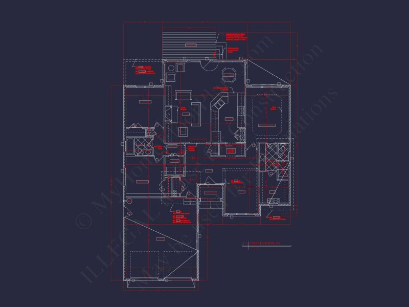 Craftsman house Floor Plan: 1, 943 Sq Ft with CAD Designs