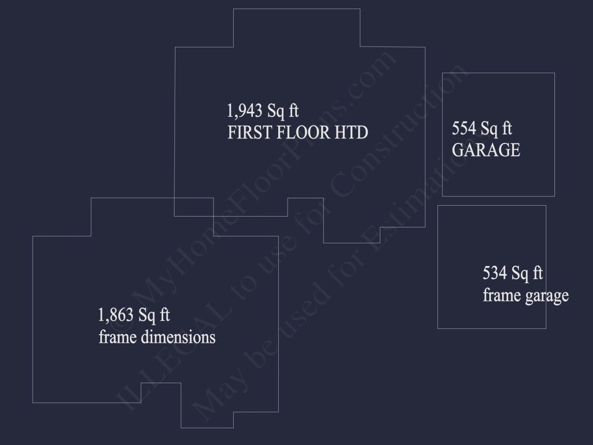 Craftsman house Floor Plan: 1, 943 Sq Ft with CAD Designs